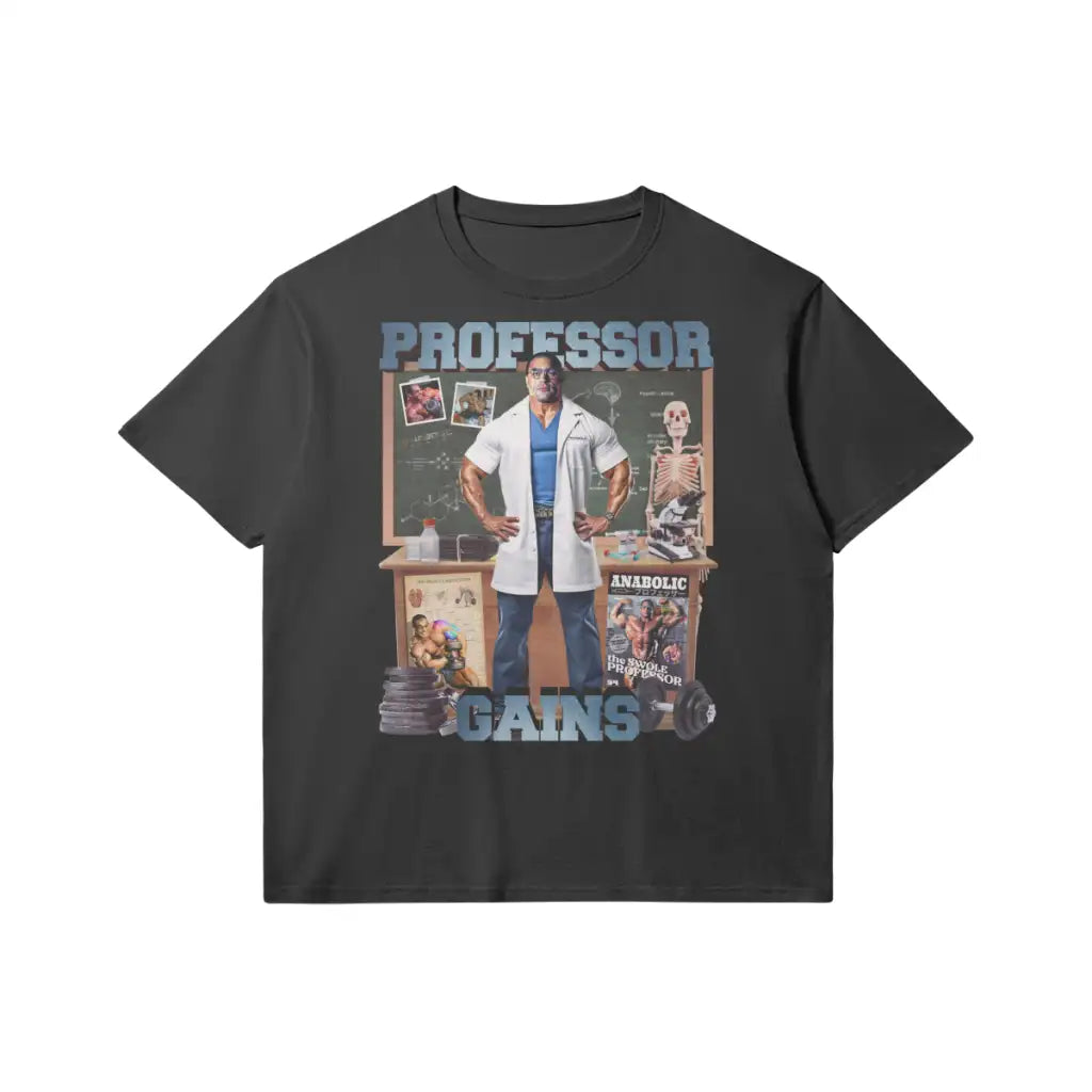Professor Gains | Slim Fit Heavyweight T - shirt - Black / Xs