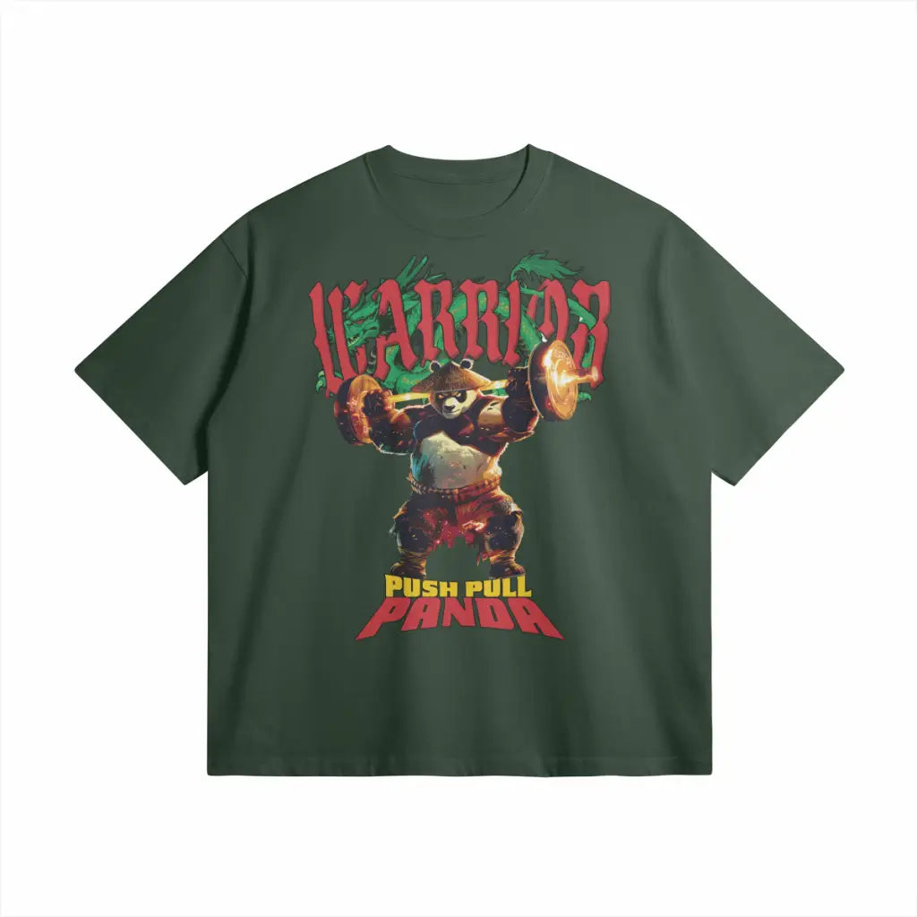 Push Pull Panda | Oversized Heavyweight T-shirt - Cactus Green / Xs