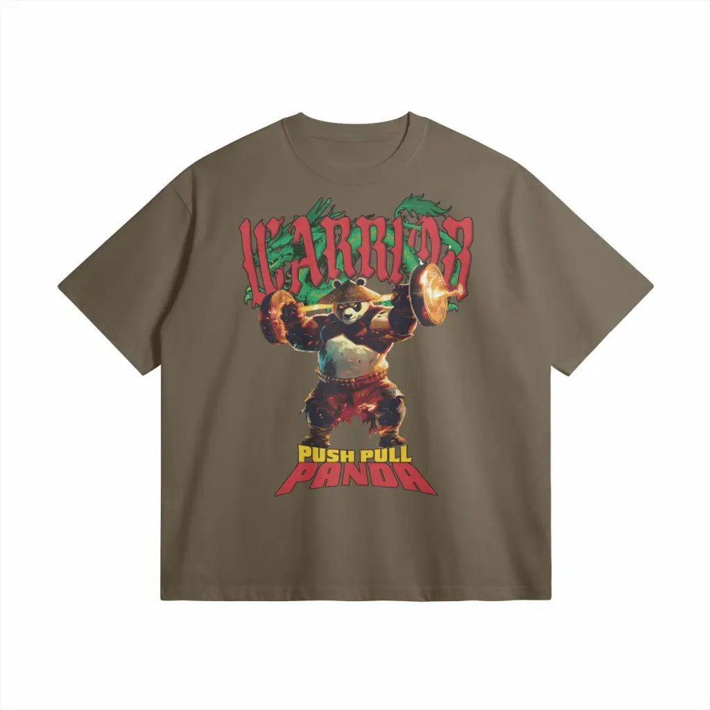 Push Pull Panda | Oversized Heavyweight T-shirt - Dark Taupe / Xs