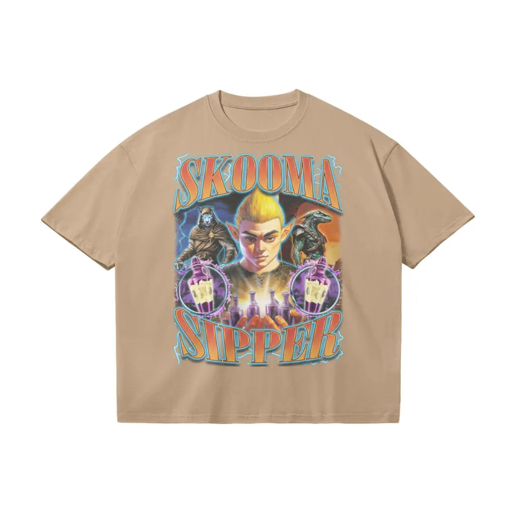 Skooma Sipper | Heavyweight Oversized T-shirt - Khaki / s
