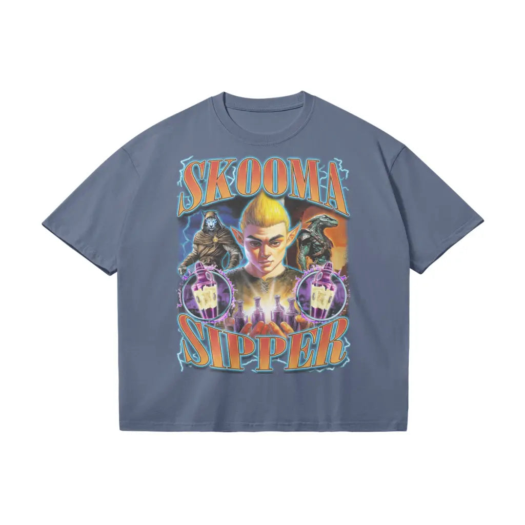 Skooma Sipper | Heavyweight Oversized T-shirt - Mist Blue / s