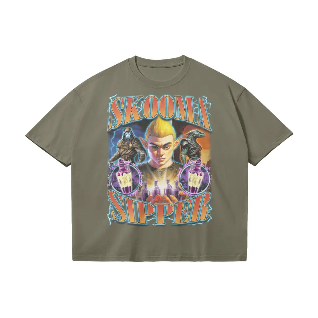 Skooma Sipper | Heavyweight Oversized T-shirt - Sage Green / s