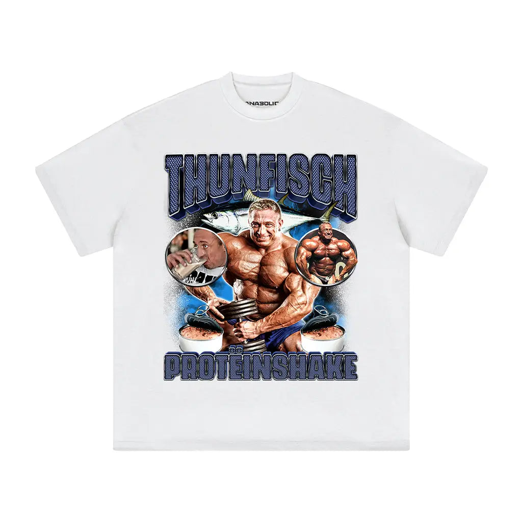 Thunfisch Proteinshake | Oversized Heavyweight T-shirt - White / Xs