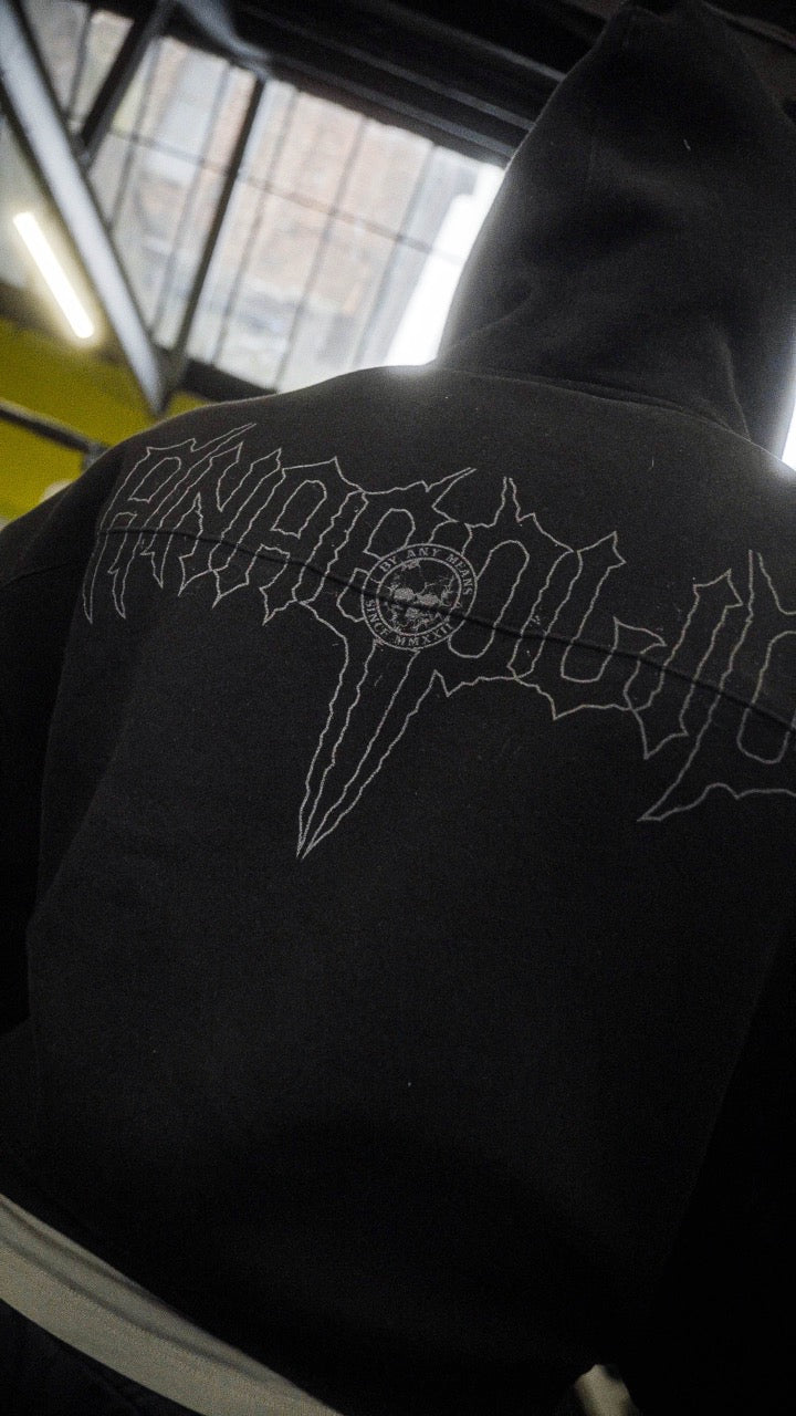 HELLFIRE - Zip Hoodie (Grey on Black)