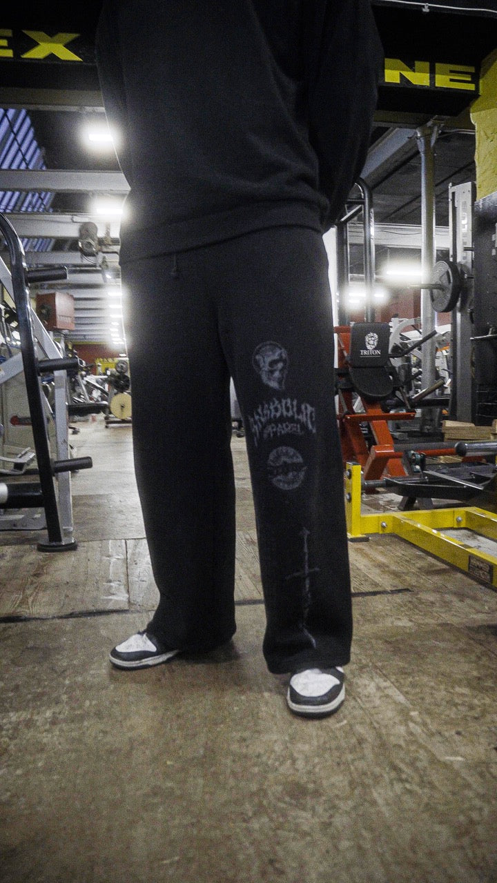 HELLFIRE - Straight Leg Sweats (Grey on Black)