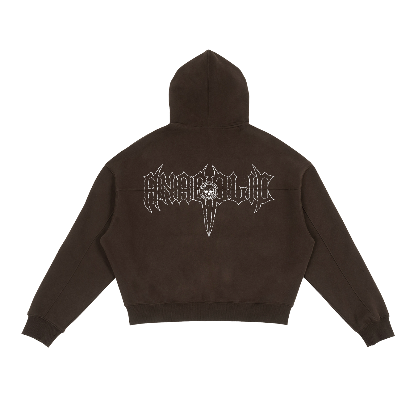 HELLFIRE - Zip Hoodie (White on Brown)