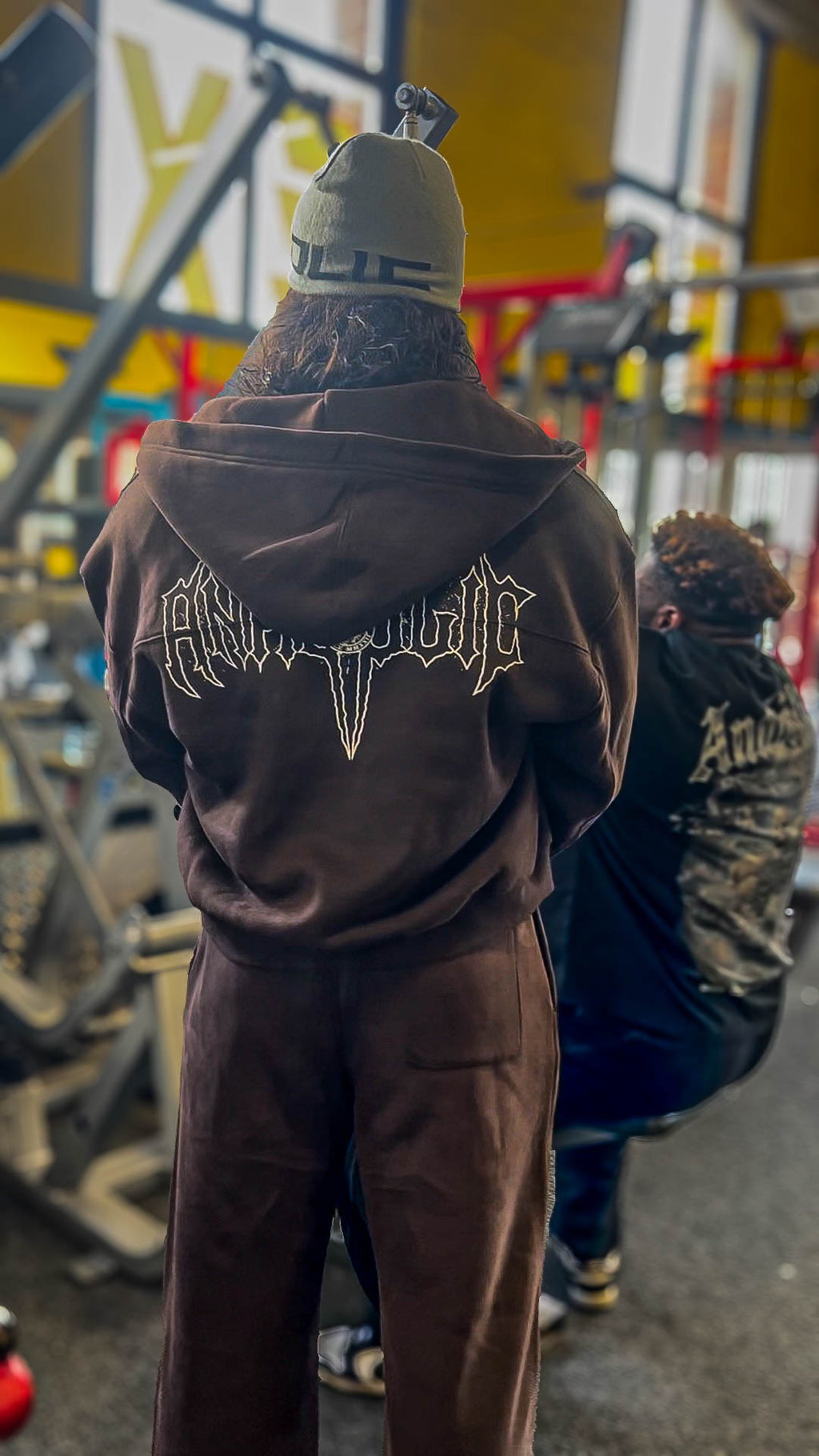 HELLFIRE - Zip Hoodie (White on Brown)