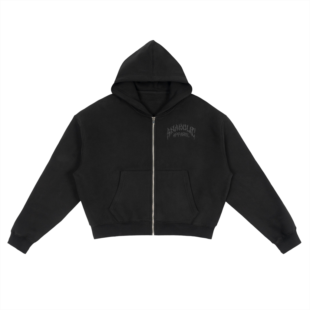HELLFIRE - Zip Hoodie (Grey on Black)