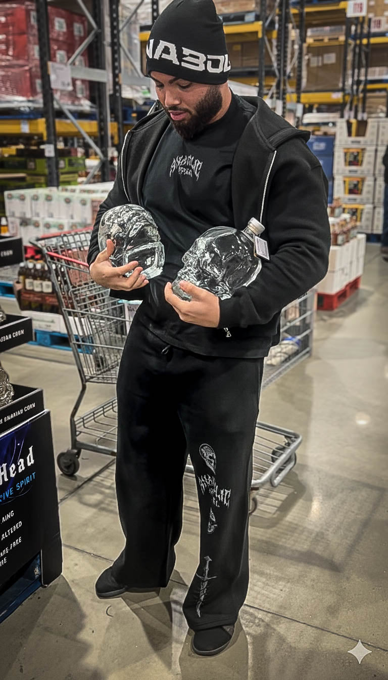 HELLFIRE - Straight Leg Sweats (Grey on Black)