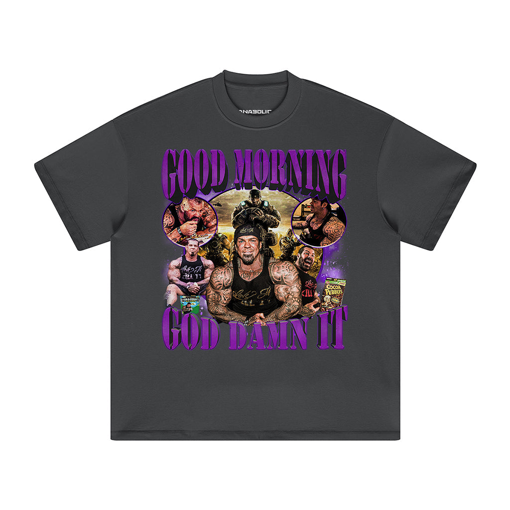 Good Morning | Oversized Heavyweight T-shirt - Carbon Gray / Xs