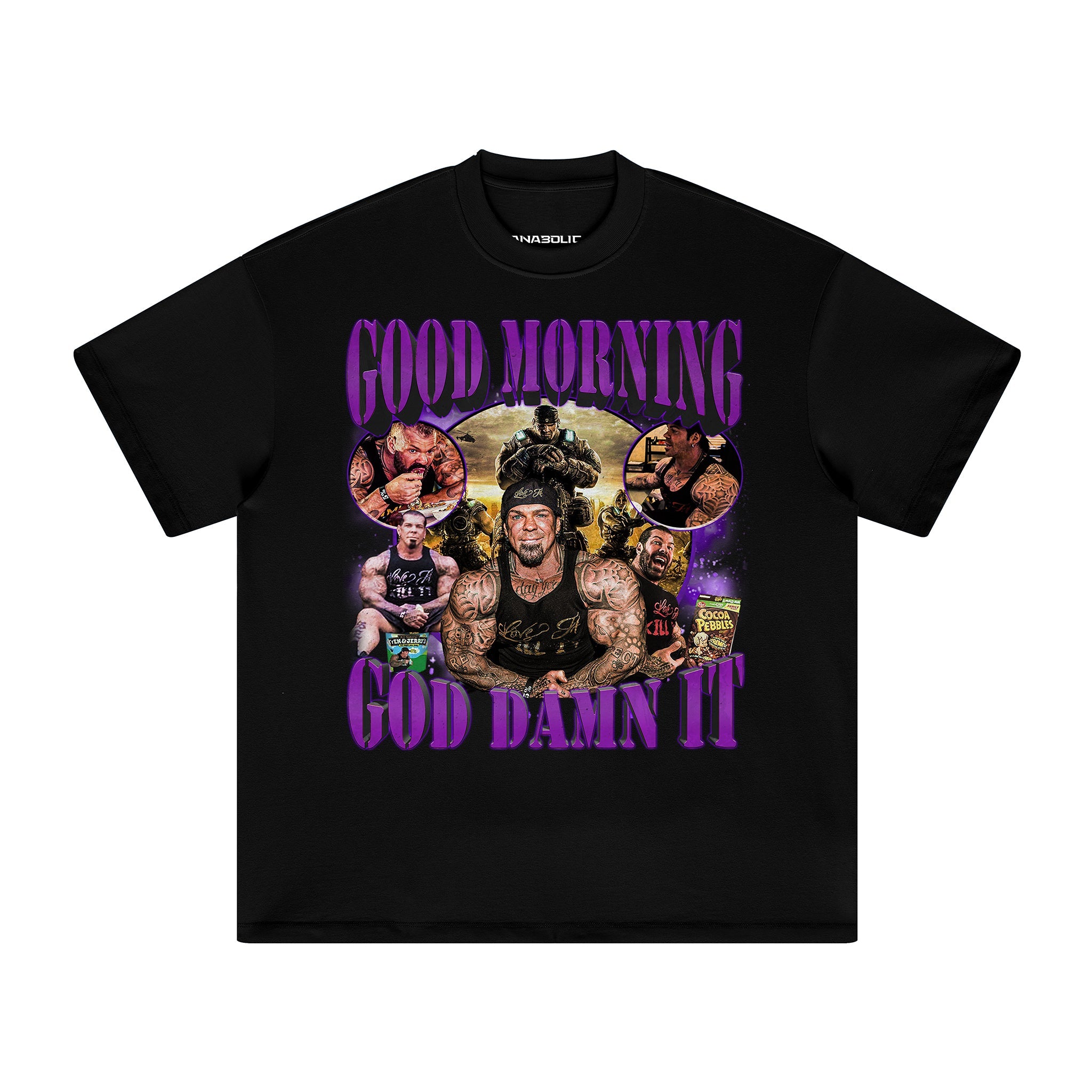 Good Morning | Oversized Heavyweight T-shirt - Black / Xs