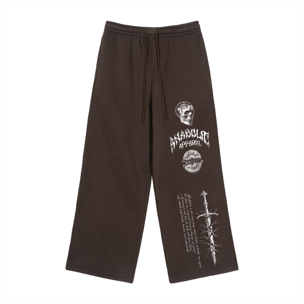 HELLFIRE - Straight Leg Sweats (White on Brown)