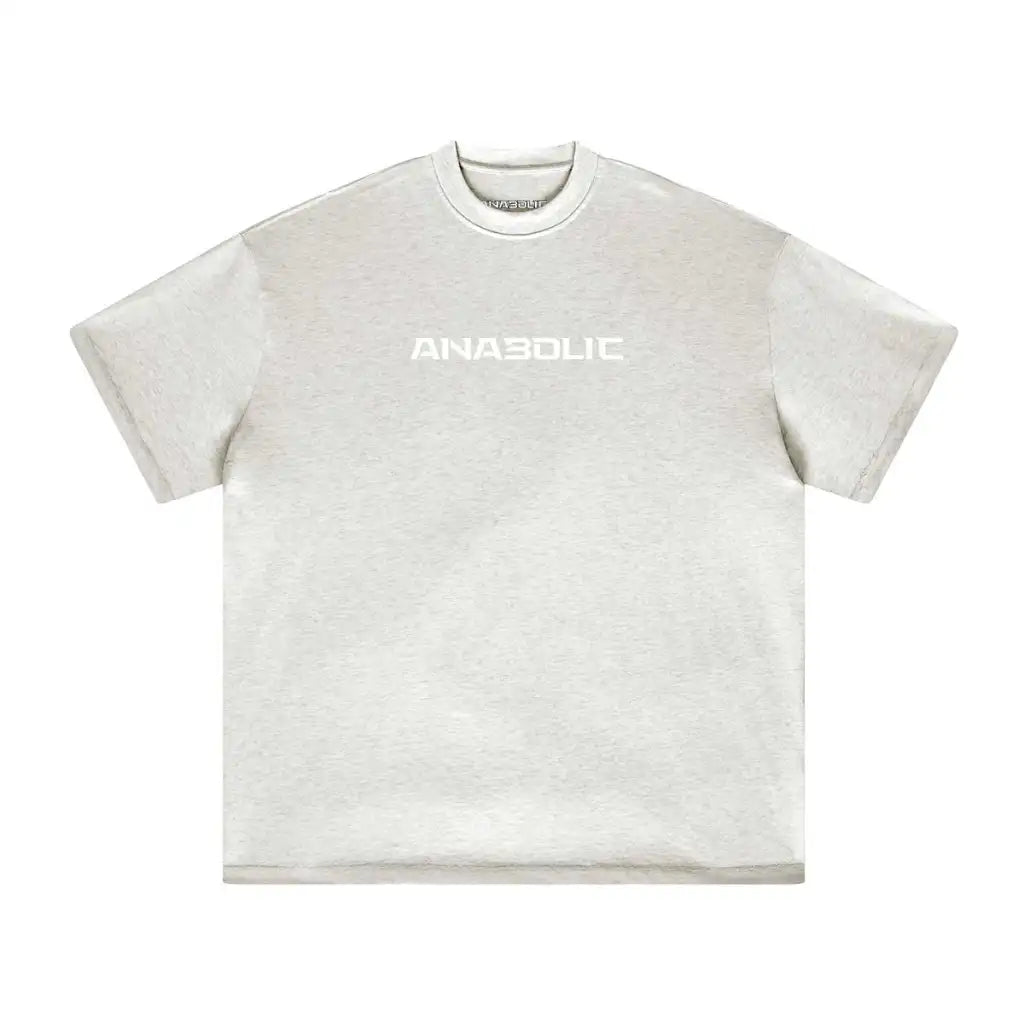 Anabolic Oversized Heavyweight T-shirt - White Logo (high-key) - Heather Gray / Xs