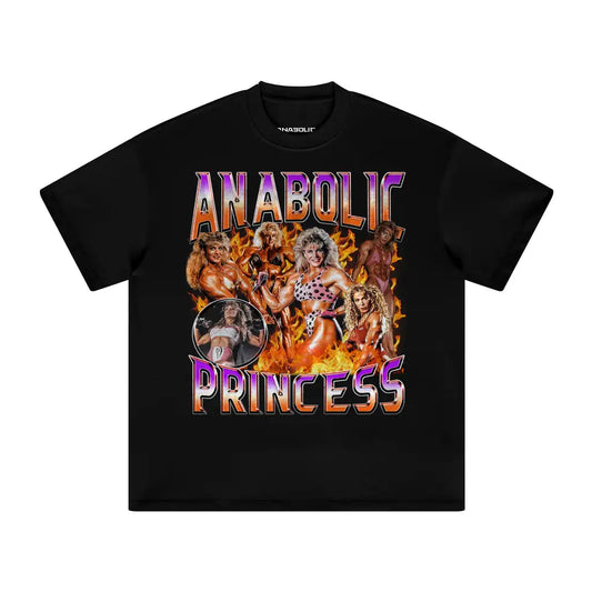 Anabolic Princess | Oversized Heavyweight T-shirt - Black / Xs