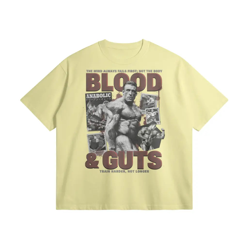 Blood & Guts | Oversized Heavyweight T-shirt - Pale Goldenrod / Xs