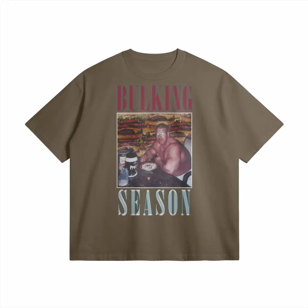 Bulking Season V1 | Oversized Heavyweight T-shirt - Dark Taupe / Xs