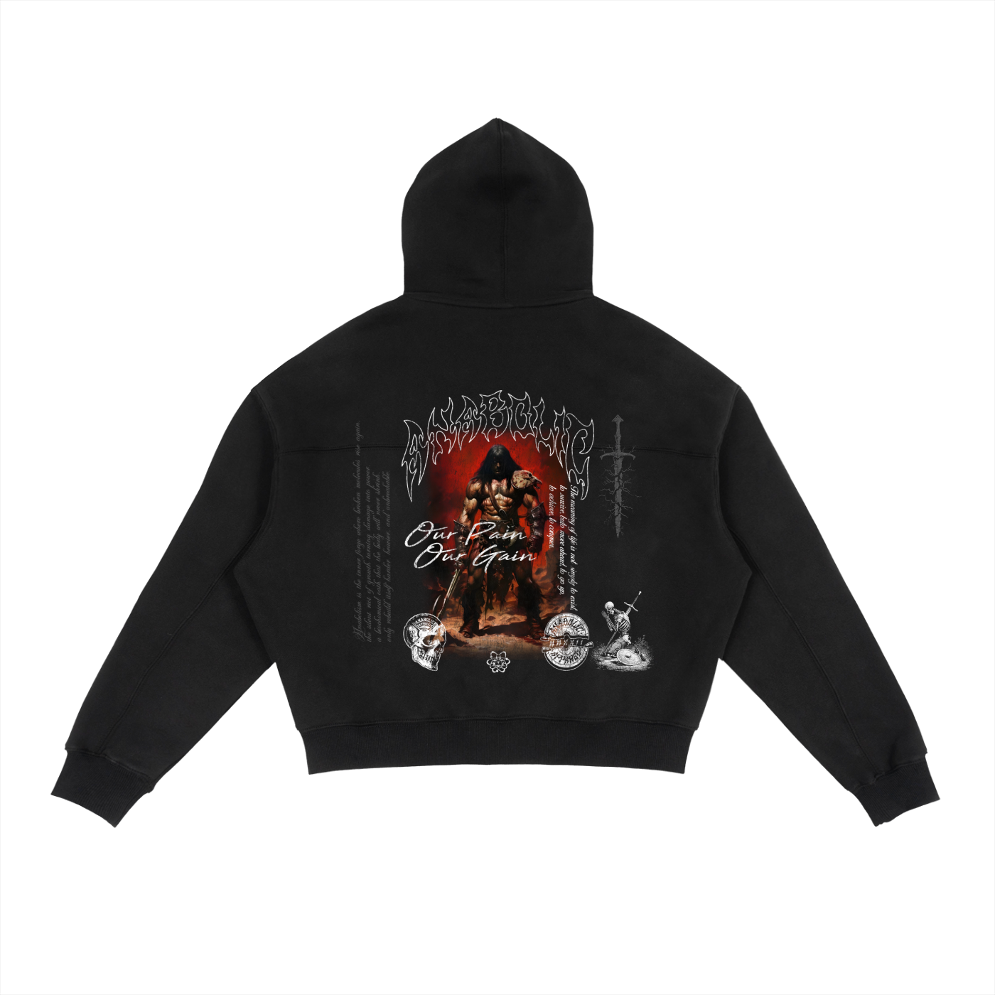 BARBARIAN - Zip Hoodie (Grey on Black)