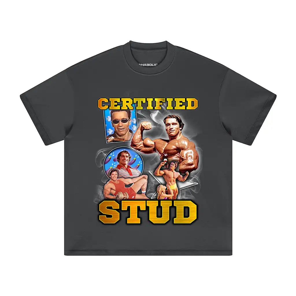 Certified Stud Oversized Heavyweight T-shirt - Carbon Gray / Xs