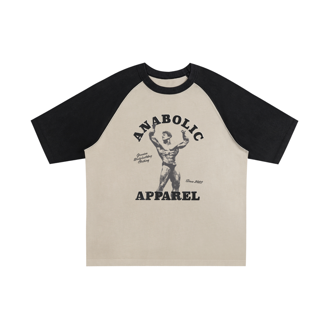 Mentzer Retro T-shirt - Black & Sand - Apricot / s