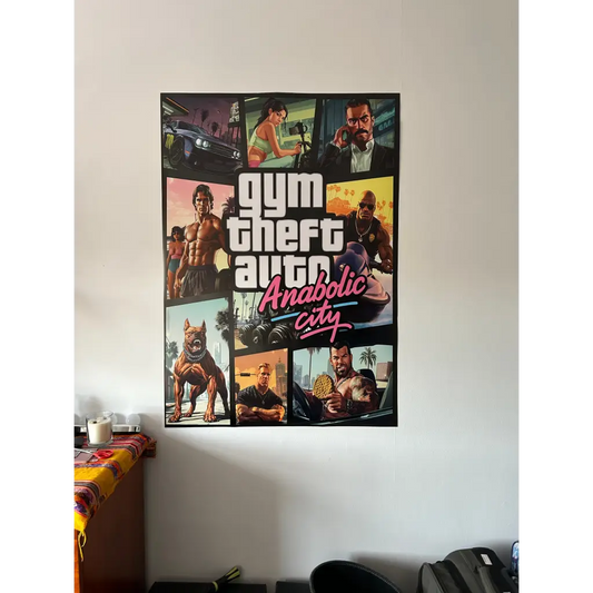 Gym Theft Auto - Poster - A0 (33 x 50 Inches) / White