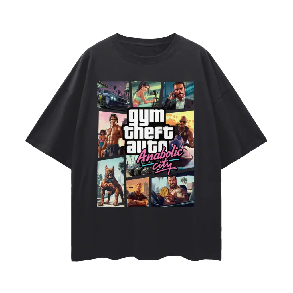 Gym Theft Auto - Drop Shoulder T-shirt - Black Beauty / s