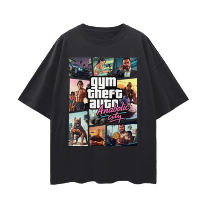 Gym Theft Auto - Drop Shoulder T-shirt - Black Beauty / s