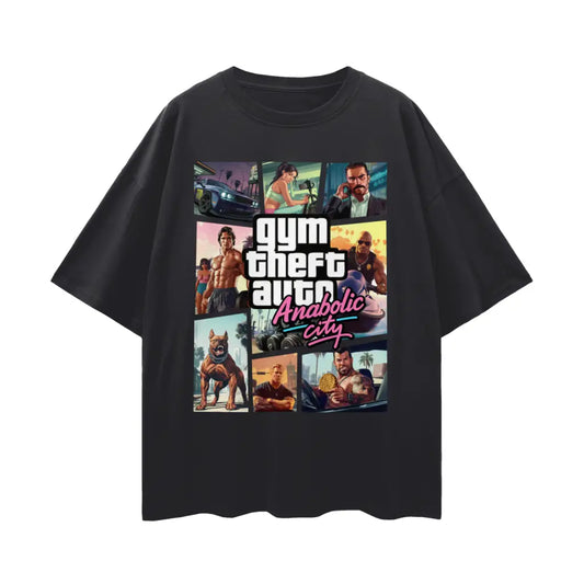 Gym Theft Auto - Drop Shoulder T-shirt - Black Beauty / s