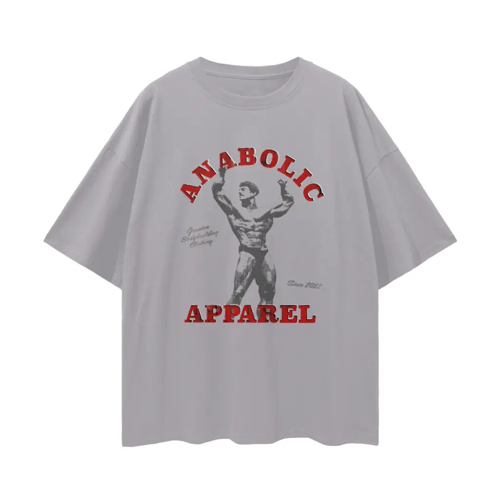 Mentzer Drop Shoulder T-shirt - Grey & Red - Light Gray / s