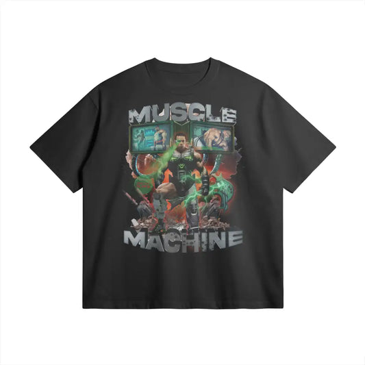 Muscle Machine | Oversized Heavyweight T-shirt - Black / Xs
