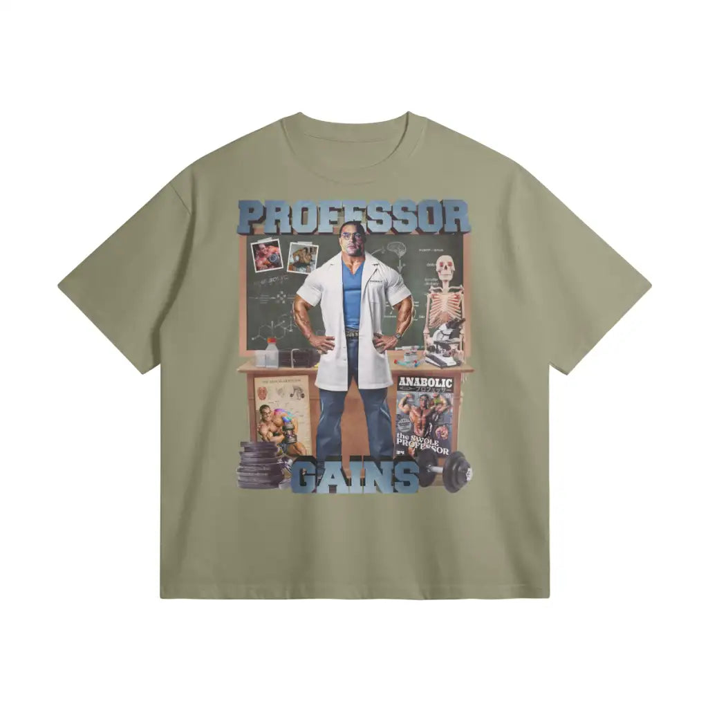 Professor Gains | Oversized Heavyweight T-shirt - Artichoke / Xs