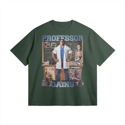 Professor Gains | Oversized Heavyweight T-shirt - Cactus Green / Xs