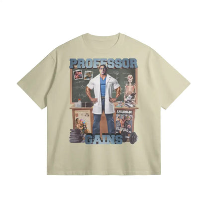 Professor Gains | Oversized Heavyweight T-shirt - Pastel Gray / Xs