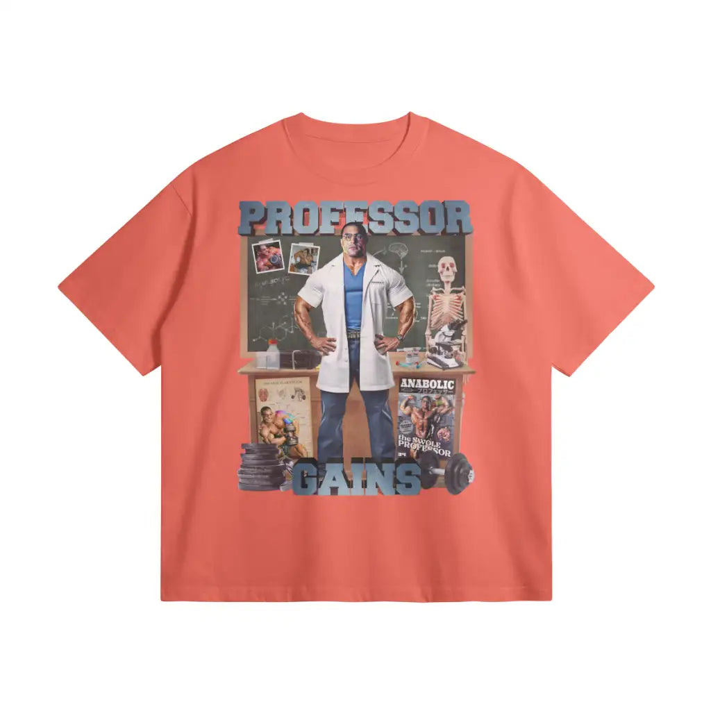 Professor Gains | Oversized Heavyweight T-shirt - Salmon / Xs