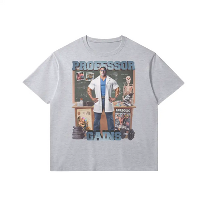 Professor Gains | Slim Fit Heavyweight T-shirt - Medium Heather Gray / Xs