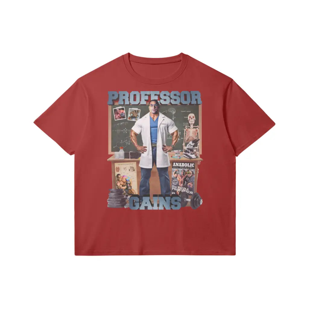 Professor Gains | Slim Fit Heavyweight T-shirt - Red / Xs