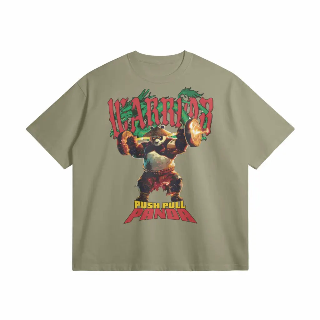 Push Pull Panda | Oversized Heavyweight T-shirt - Artichoke / Xs