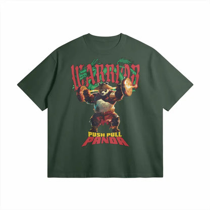 Push Pull Panda | Oversized Heavyweight T-shirt - Cactus Green / Xs