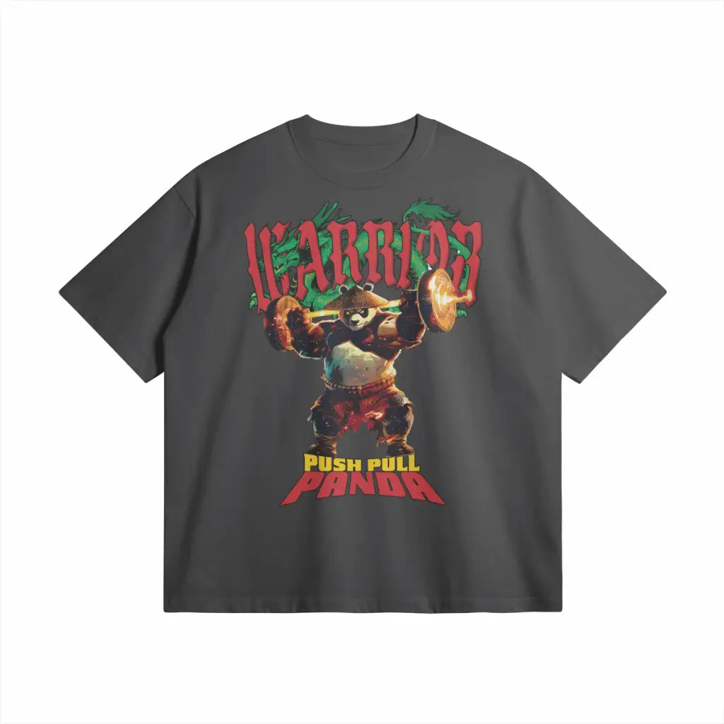 Push Pull Panda | Oversized Heavyweight T-shirt - Carbon Gray / Xs