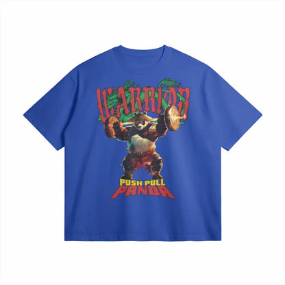 Push Pull Panda | Oversized Heavyweight T-shirt - Cerulean Blue / Xs