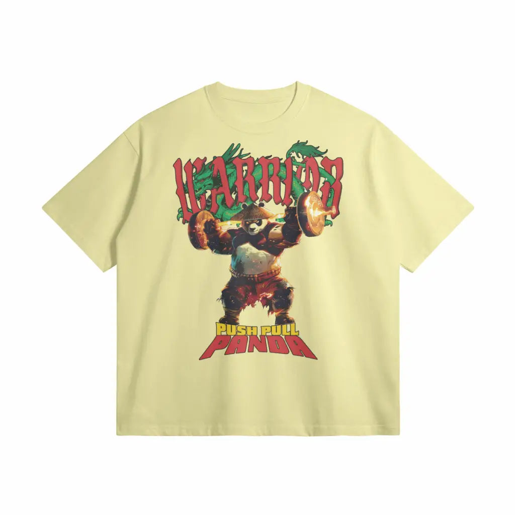 Push Pull Panda | Oversized Heavyweight T-shirt - Pale Goldenrod / Xs