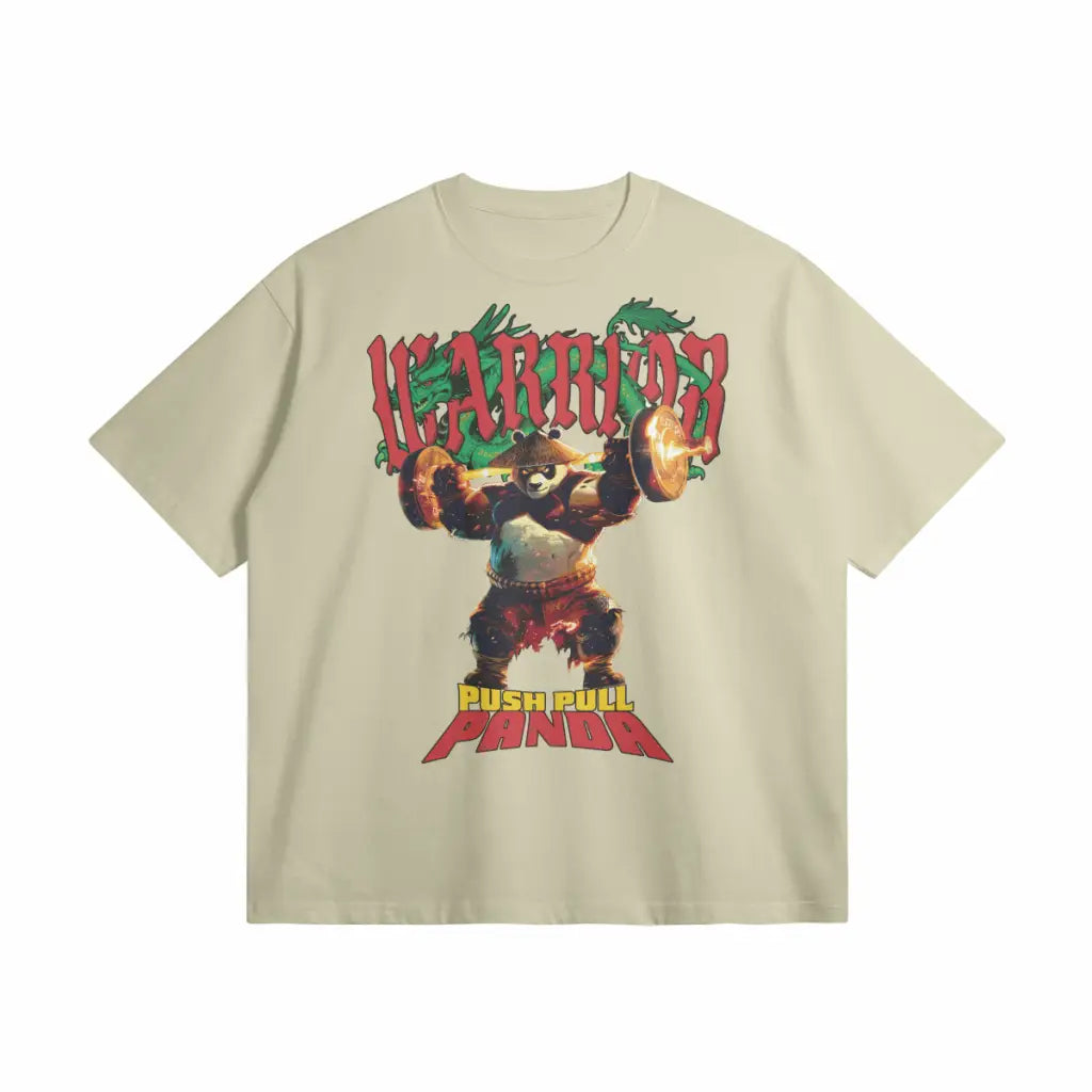 Push Pull Panda | Oversized Heavyweight T-shirt - Pastel Gray / Xs