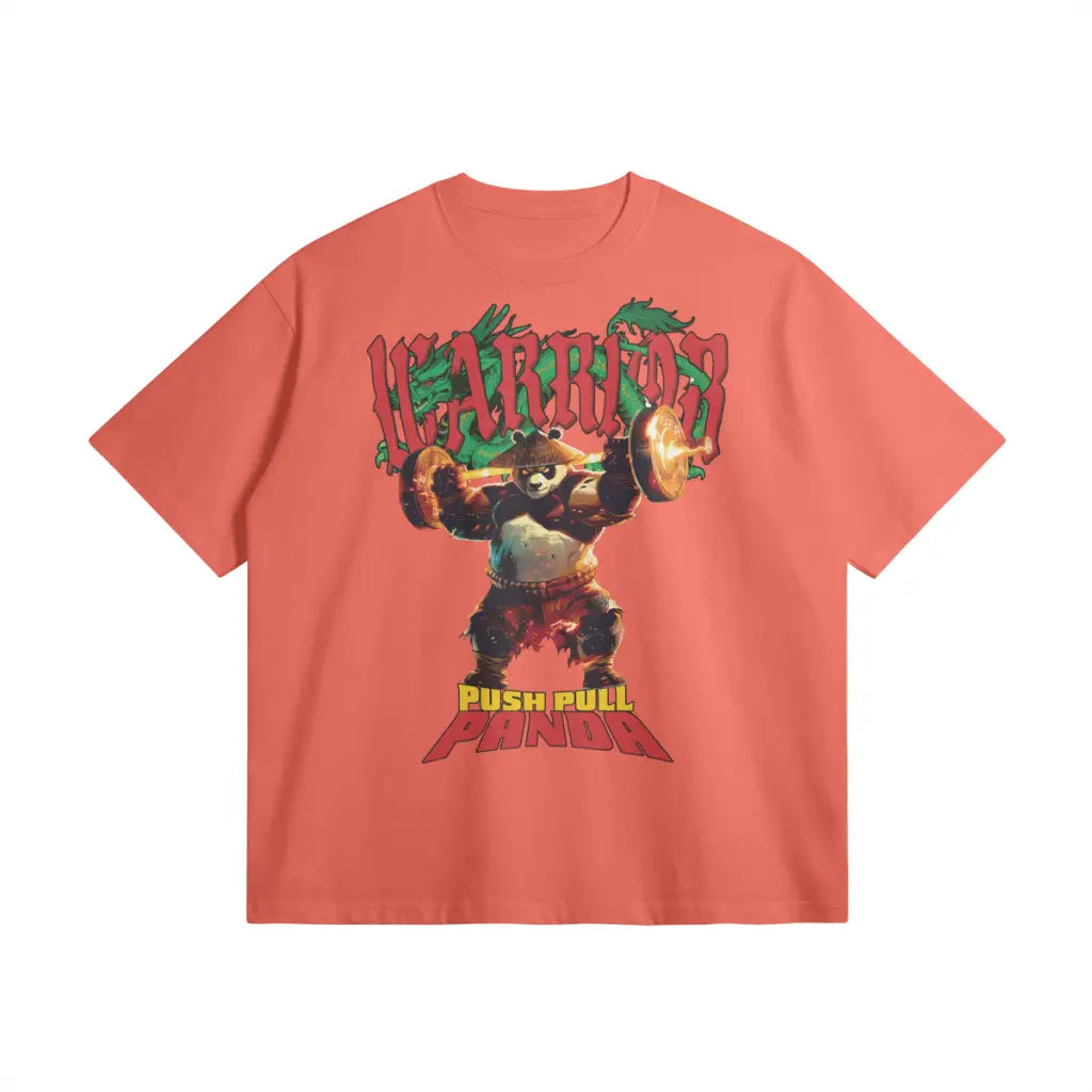 Push Pull Panda | Oversized Heavyweight T-shirt - Salmon / Xs