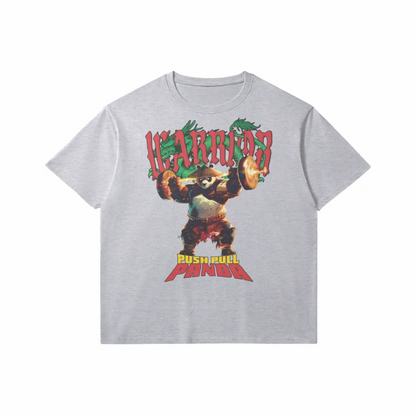 Push Pull Panda | Slim Fit Heavyweight T-shirt - Medium Heather Gray / Xs