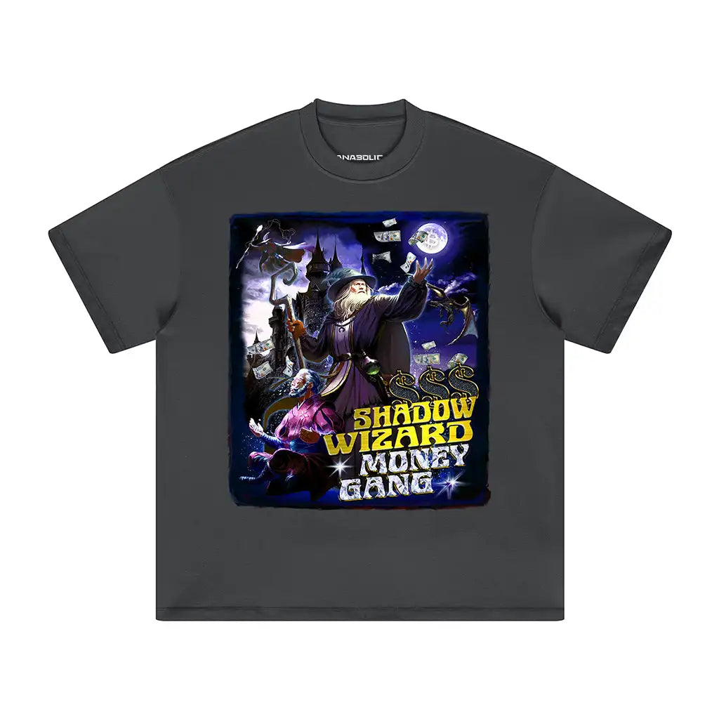 Shadow Wizard Money Gang Oversized Heavyweight T-shirt - Carbon Gray / Xs
