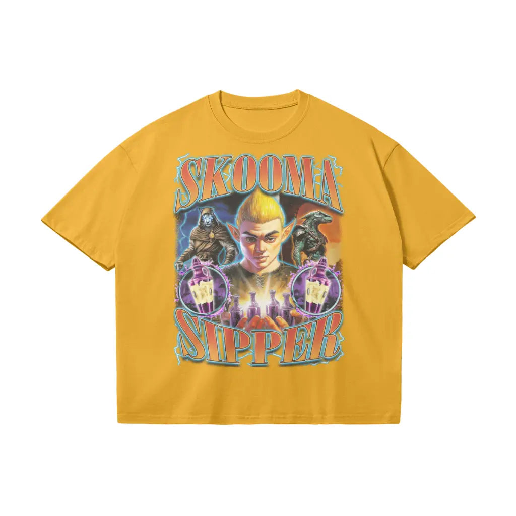 Skooma Sipper | Heavyweight Oversized T-shirt - Yellow / s