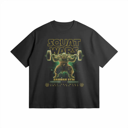 Squat Wars | Oversized Heavyweight T-shirt - Black / Xs