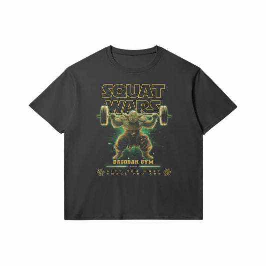 Squat Wars | Slim Fit Heavyweight T-shirt - Black / Xs