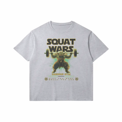 Squat Wars | Slim Fit Heavyweight T-shirt - Medium Heather Gray / Xs