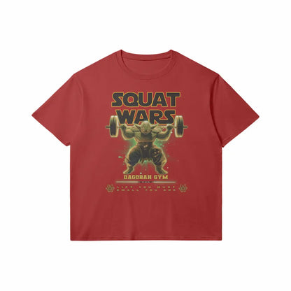 Squat Wars | Slim Fit Heavyweight T-shirt - Red / Xs