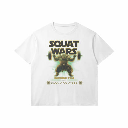 Squat Wars | Slim Fit Heavyweight T-shirt - White / Xs
